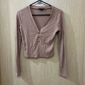 Forever 21 Pink Ribbed Crop Blouse